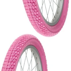 2x Pneu Rose 18 X 2.00" (50-355) Slick ORTEM Vélo Enfant Junior Mixte Route Chemin