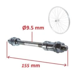 AXE DE Roue Velo Universel 9.5x155 MM MOYEU Arriere Plein VTT Route BMX Fixie SINGLESPEED 9.5MM 155MM