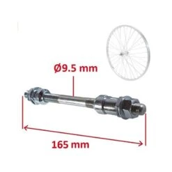 AXE DE Roue Velo Universel 9.5x165 MM MOYEU Arriere Plein VTT Route BMX Fixie SINGLESPEED 9.5MM 165MM