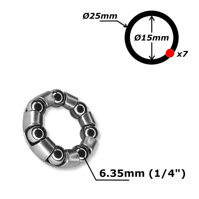 Roulement Cage à Billes 15mm 25mm 7 Billes 1/4" Moyeu Arrière Vélo Vtt Route 5 Roulement Cage à Billes 15mm 25mm 7 Billes 1/4" Moyeu Arrière Vélo Vtt Route – Image 3