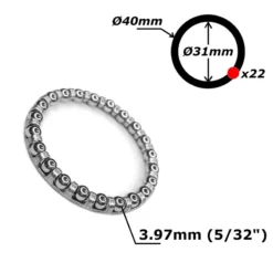 Roulement Cage à Billes 31mm 40mm 22 Billes 5/32" Direction 1 1/8" Oversize Vélo Cycle Ville Route Vtt -Pieces Velo Expert Magasin roulement cage a billes 31mm 40mm 22 billes 532 direction 1 18 oversize velo cycle ville route vtt 2